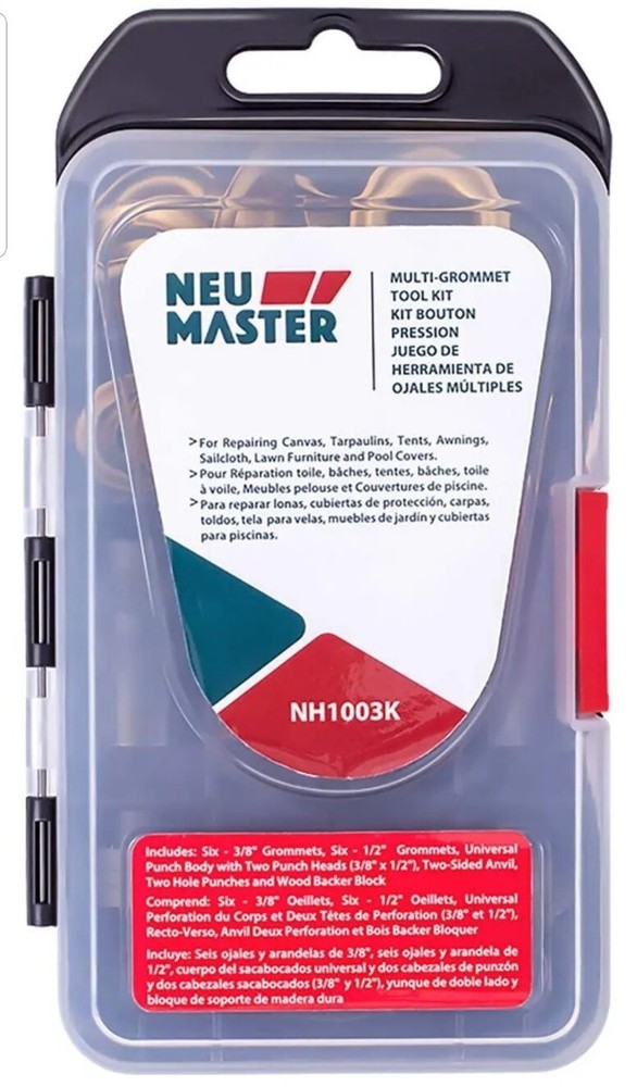 Grommet Kit, NEU MASTER 3/8" and 1/2" Solid Brass Grommets with Eyelets Setting