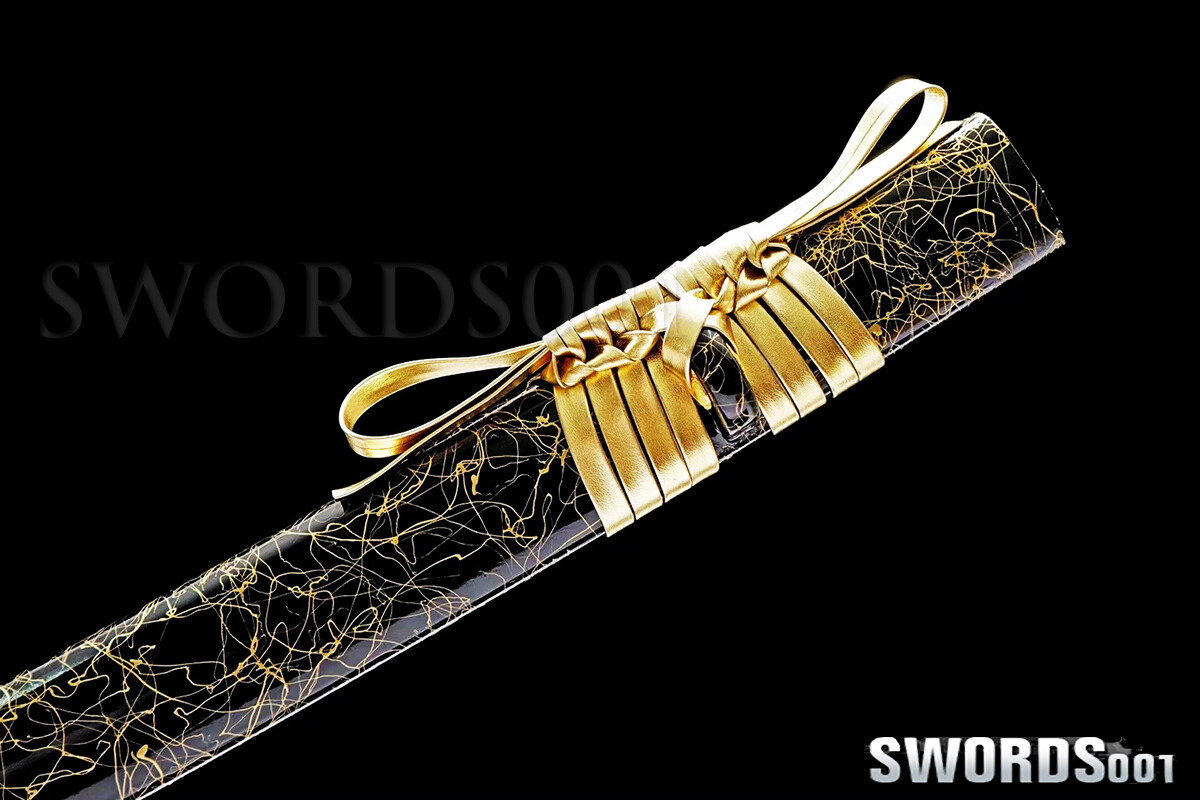 Gold Blade Japanese Warrior Sword Samurai Katana Carbon Steel Sharp FULL TANG
