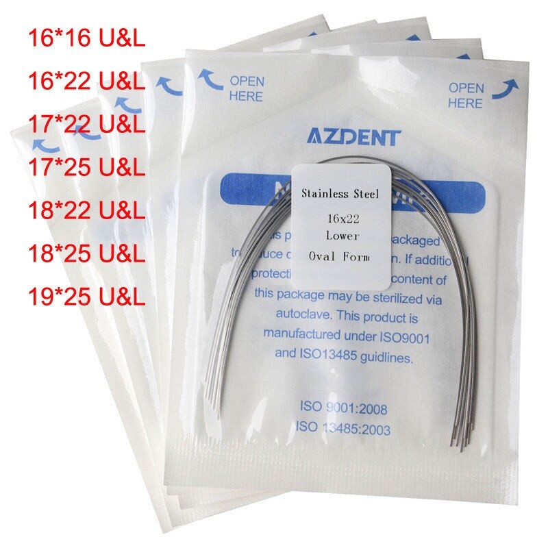 AZDENT Dental Orthodontic Stainless Steel Rectangular Arch Wires Ovoid Form All