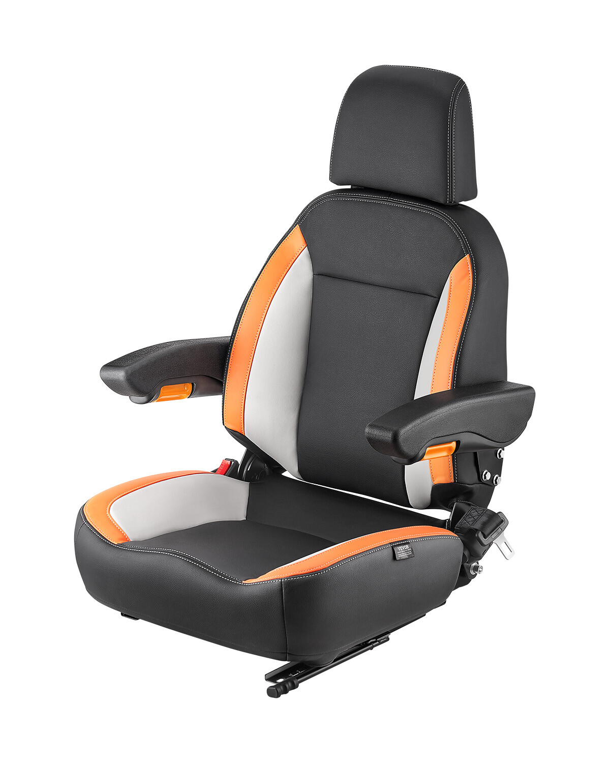 Forklift Seat Mower Tractor Seat Adjustable Back Seatbelt & Headrest