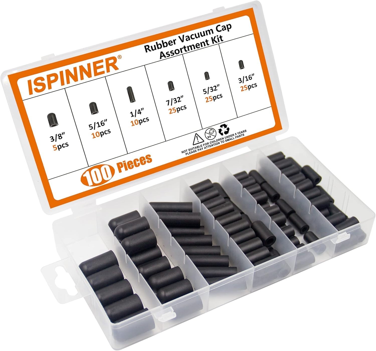 (100 PCS) CARBURETOR & VACUUM RUBBER CAP PLUG ASSORTMENT KIT INTAKE VACUUM LINES