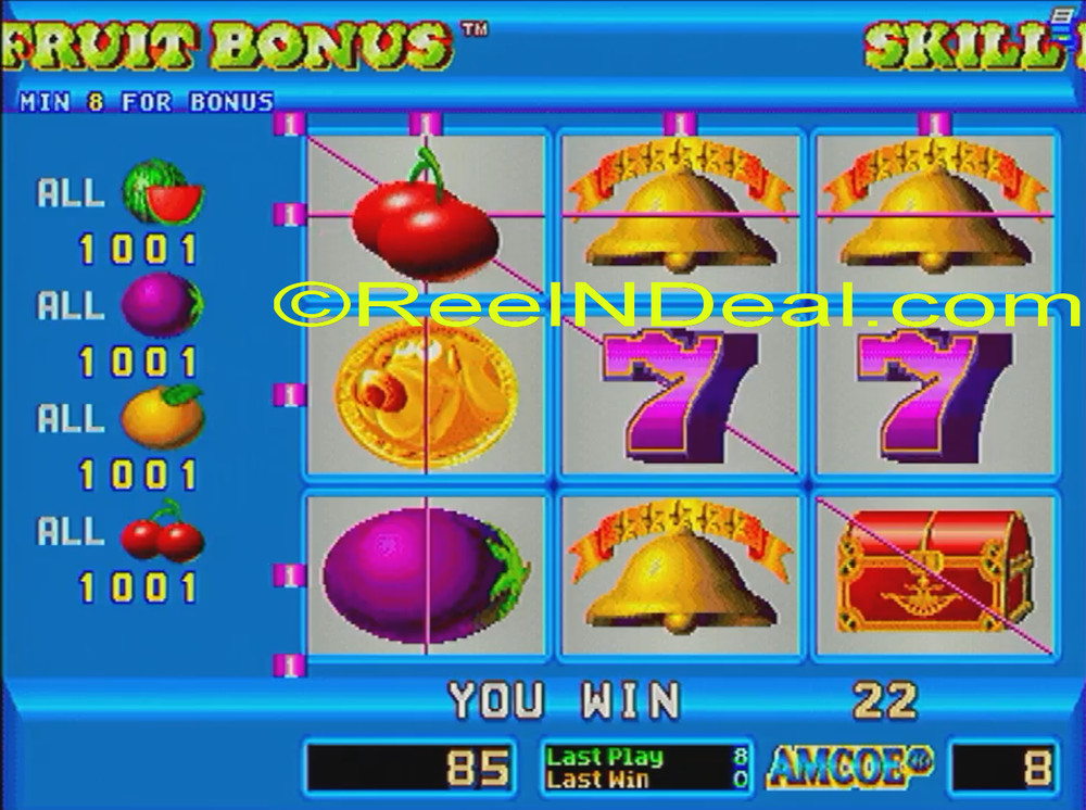 Amcoe Skill Fruit Bonus Cherry Master 8-Liner Slot Machine Skill Only Game