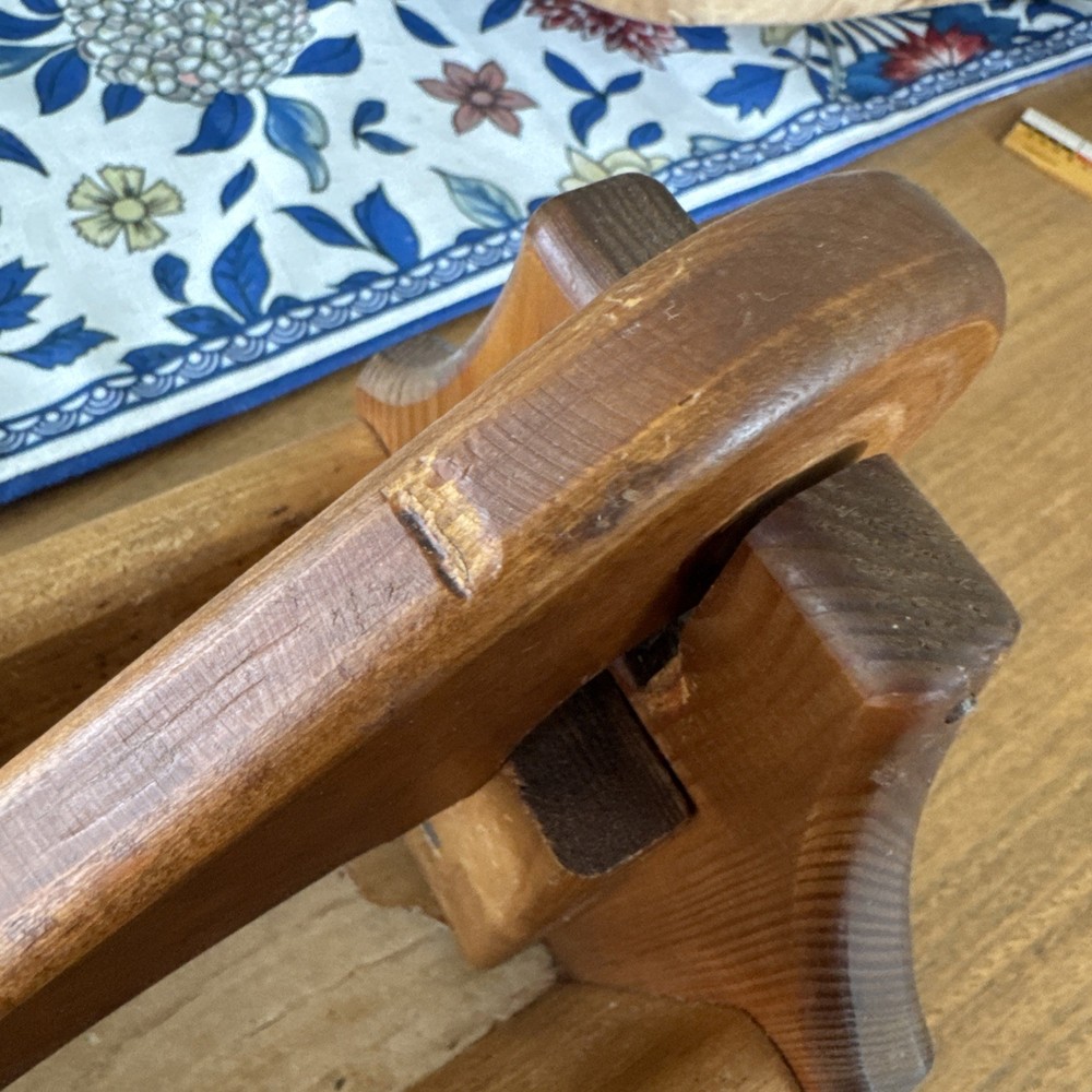 Vintage Handmade Solid Wood Nutcracker and Nut Bowl 12”