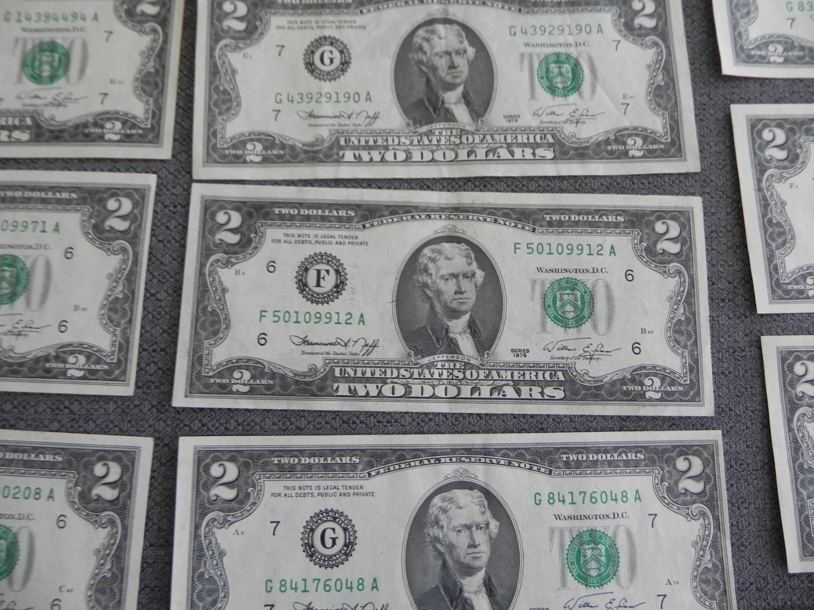 United States $2 Bill LOT Of 20 -1976 9-Uncirculated Sequential Numbers 11-VG !!