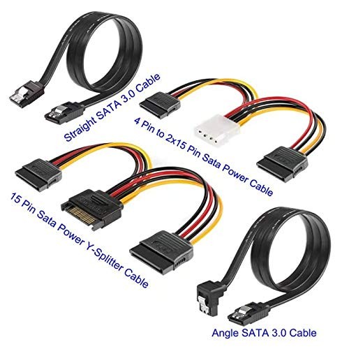 Sata Data Cable 15 Pin Power Splitter Cable 4 Pack 6.0 Gbps Highspeed Data T