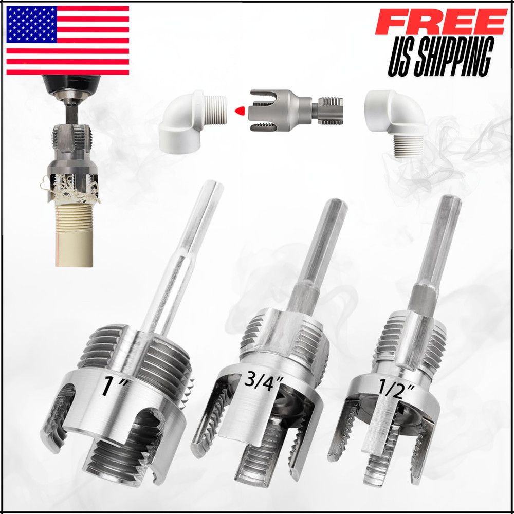 PVC Pipe Threader Kit 1/2" 3/4" 1" NPT For Electric Drill PPR MPP 3PC