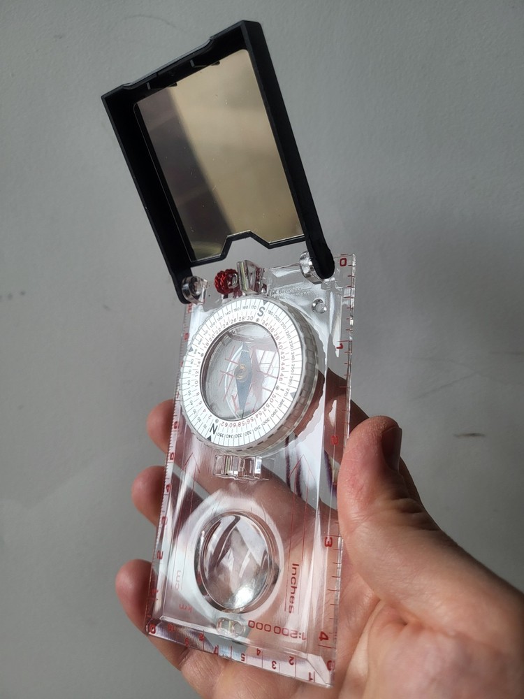 Cold War West Germany Compass w/ Mirror & Case Complete Vintage Navigation Set