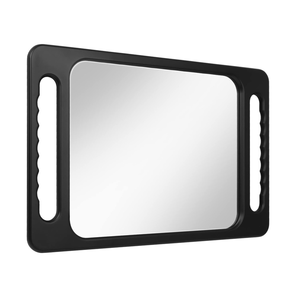 Large Rectangular Hand Mirror with Double Handle - Drop-Proof, Salon Quality, 16