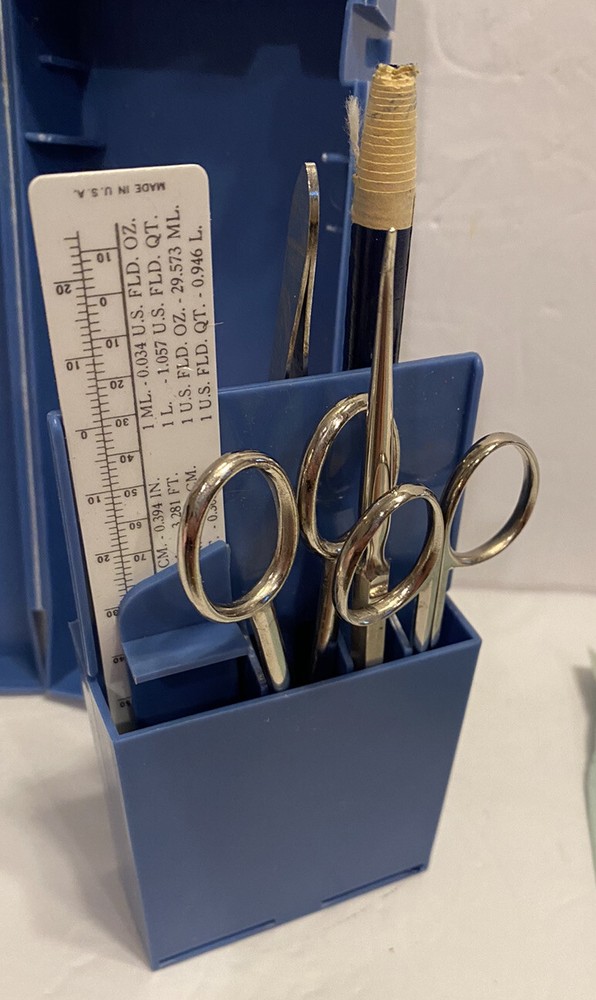 Vintage Clay Adams Standacase Dissecting Kit Case Tools Scissors 1966