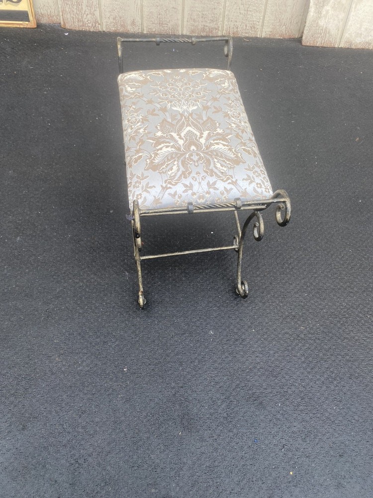 66353 Quality Fancy Scrolled Iron Vanity Bench Stool Ottoman