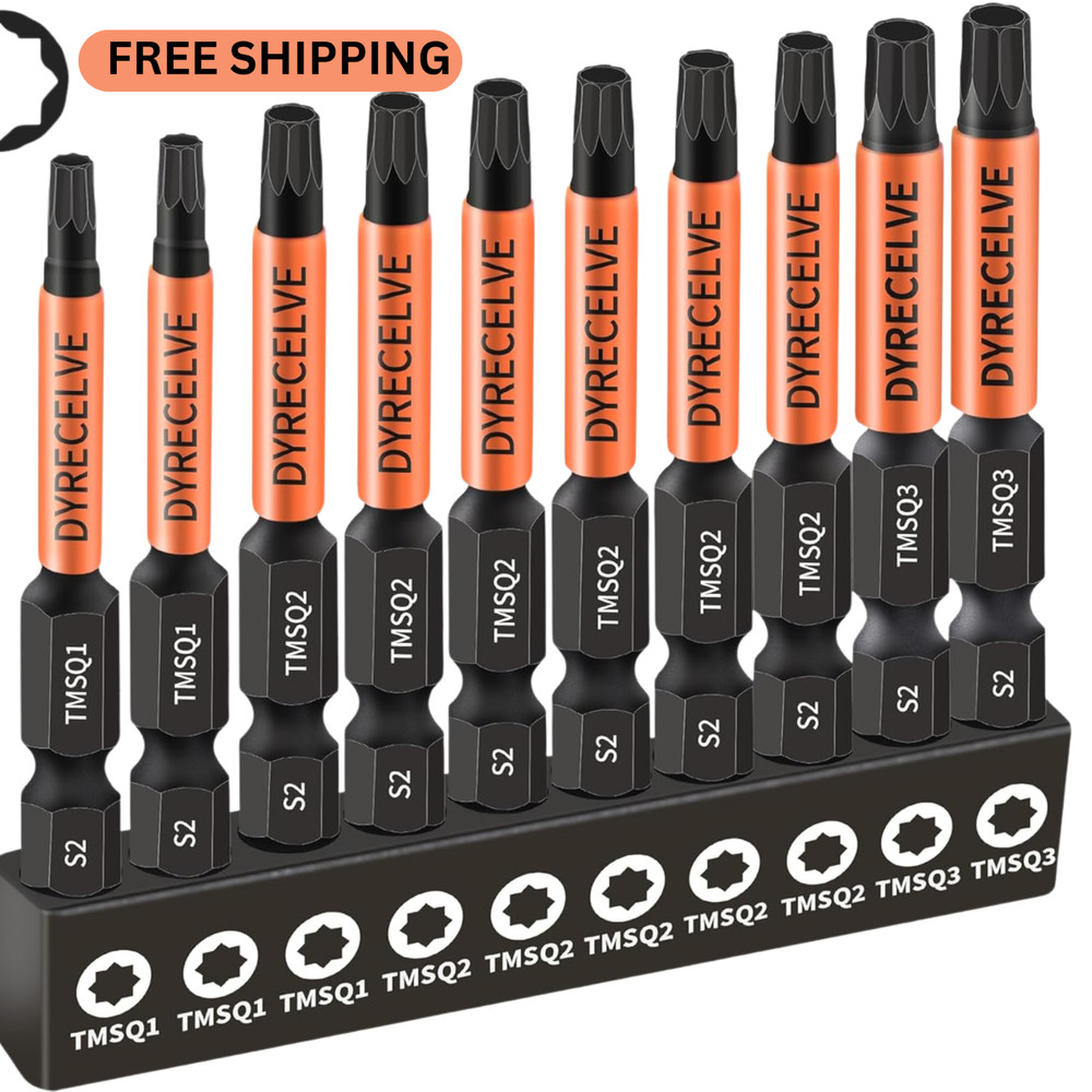 Professional 10pc Torx Star & Double Square Bit Set – S2 Steel Driver Bits Tool