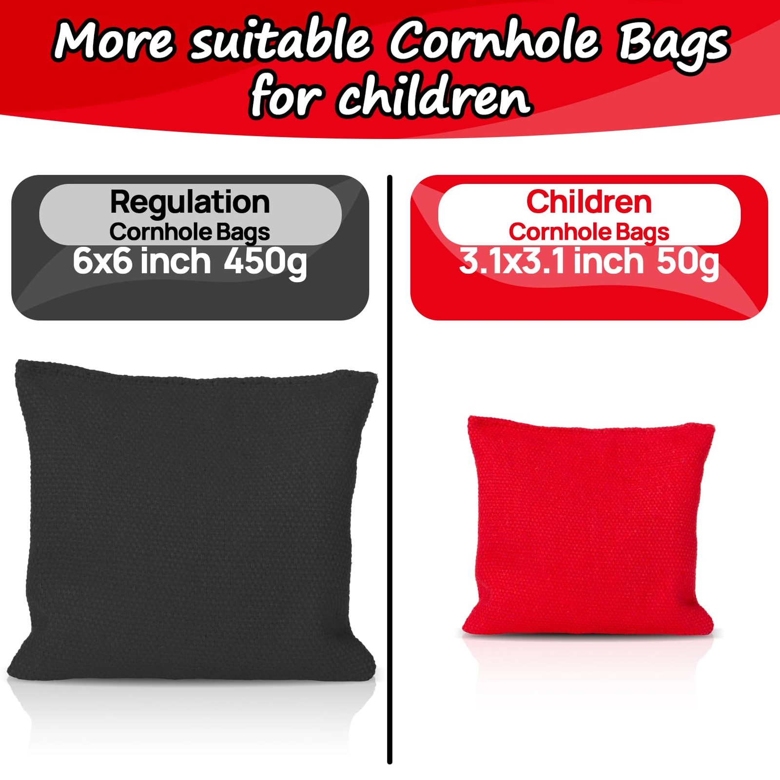 8 PCS Cornhole Bags - Bean Bags for Cornhole, 4 Black and 4 Red, Each Weighs ...