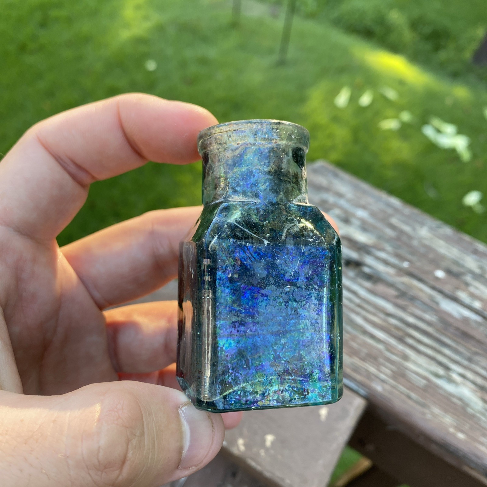 Small Aqua Cathedral Style Bottle Possibly An Ink Or Mucilage