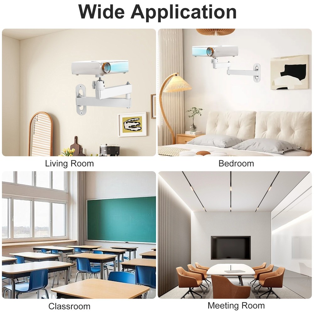 Universal Ceiling Wall Projector Mount 360° Adjustable Foldable Arm Bracket