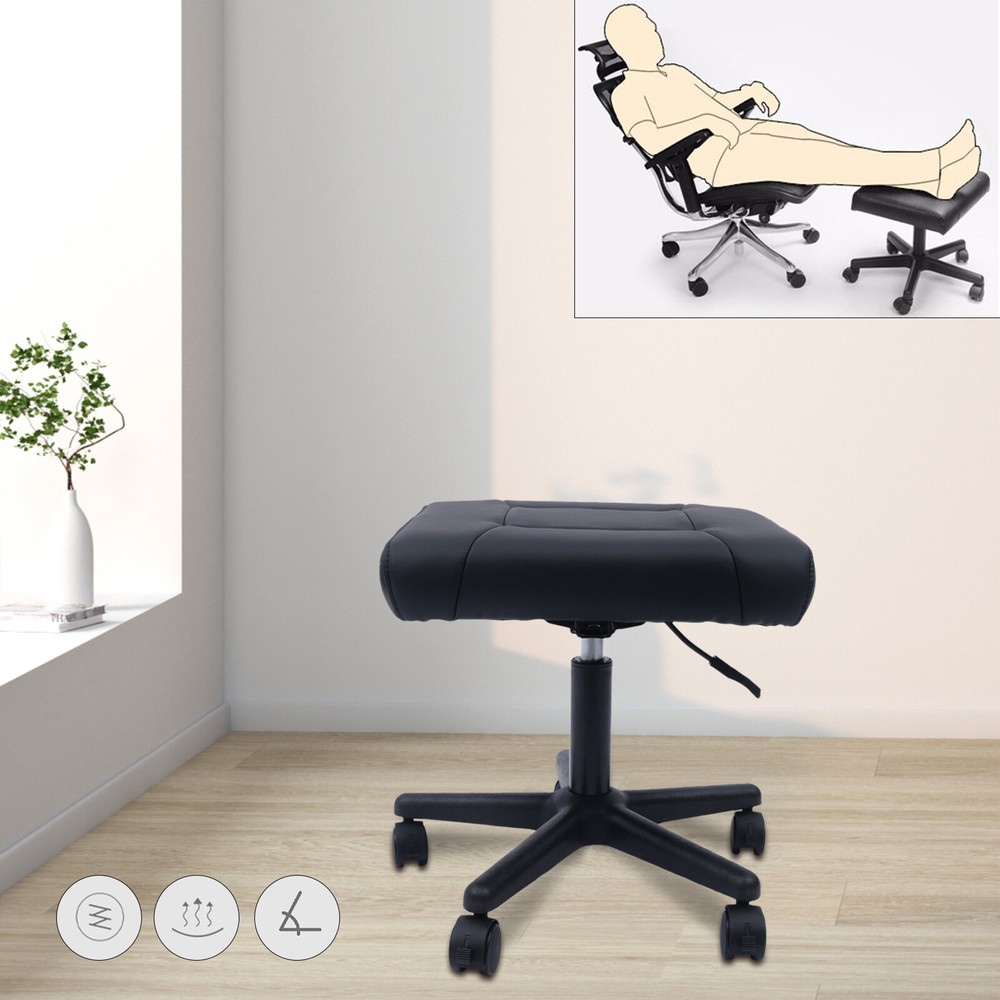 15-20 Inch Footstool Wheels Adjustable Height Rolling Stool Foot Rest Stool
