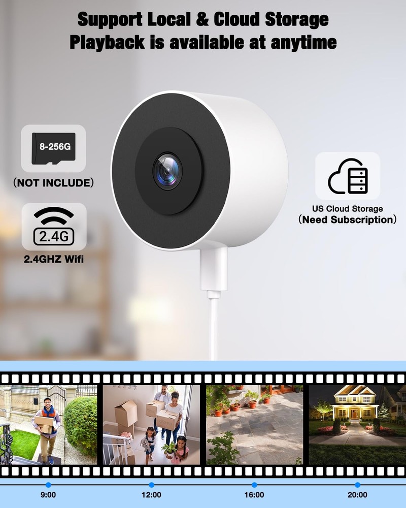 Atfoyer 2K Window Camera for Home Security with Full Color Night White