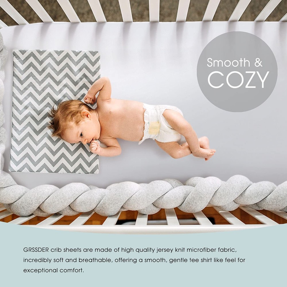 2 Pack Jersey Knit Fitted Crib Sheets, Ultra Soft, Cute Eelephant Pattern