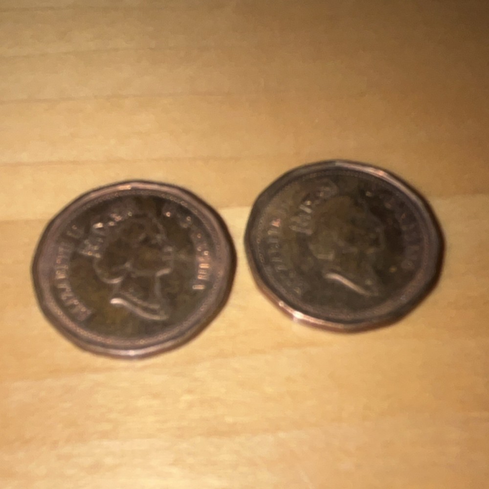 2 Canadian Small Cent Copper Coins Maple Leaf Design RB Circulated Uncertified