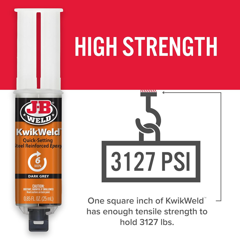 6 Minute Set Epoxy Kwikweld, High Strength, Waterproof, 2 Pack, Dark Grey, 50176