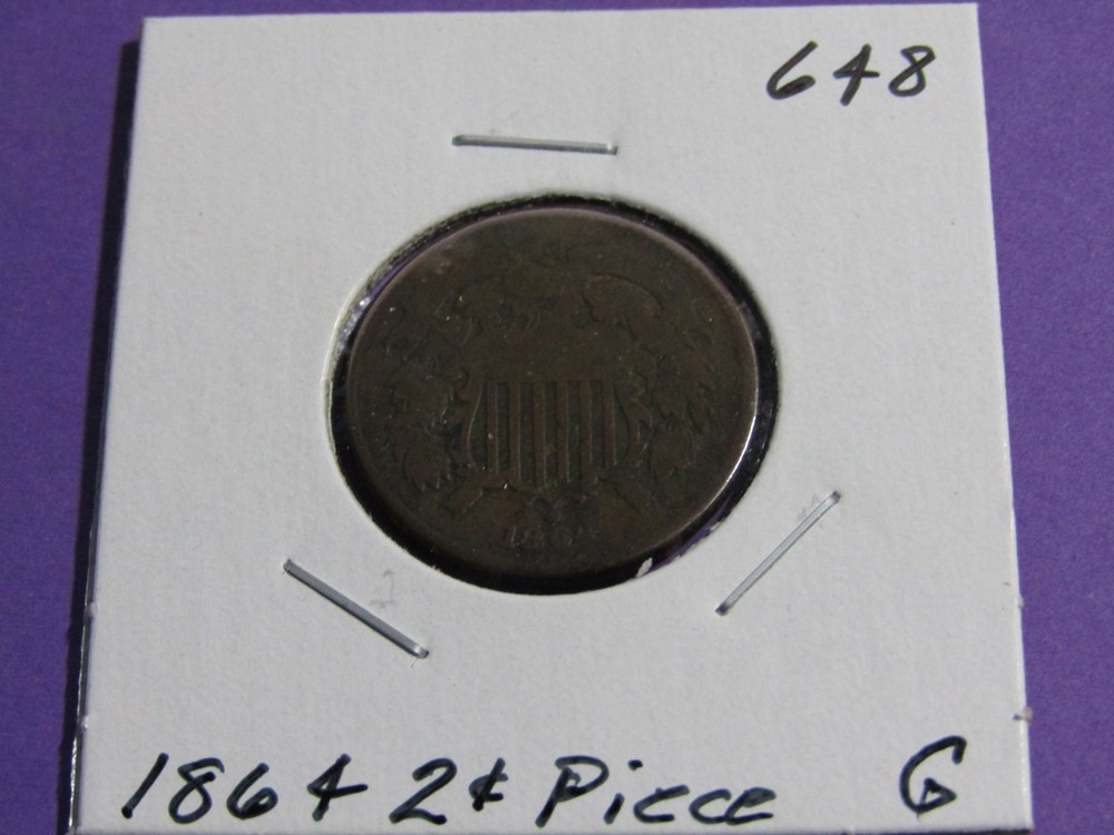 1864 Two Cent Piece Large Motto #648 - G
