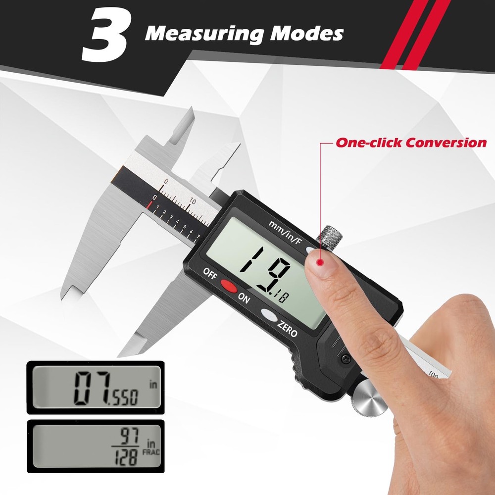 Digital Caliper, 0-6” Calipers Measuring Tool, Auto-Off Micrometer Caliper wi...