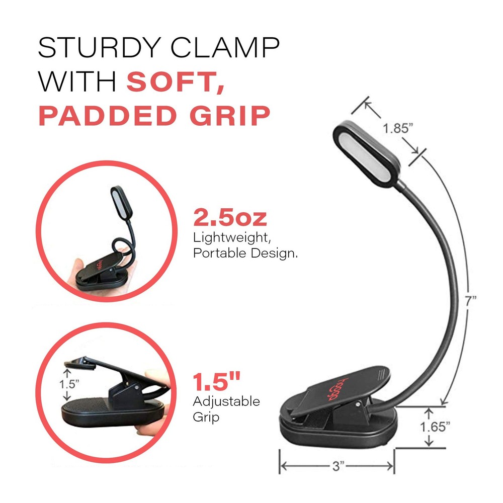 Amber Book Light Rechargeable Clipon Blue Light Blocking Led Reading Light 1600k