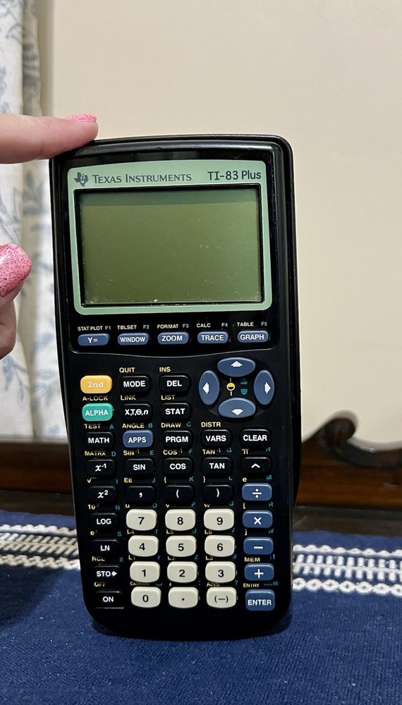 Texas Instruments TI-83 Plus Black Graphing Calculator Tested Working With Cover