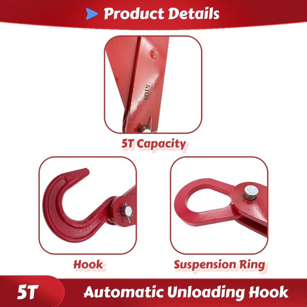 5T Automatic Unloading Hook Cargo Lifting Hook Lifting Automatic Release Hook