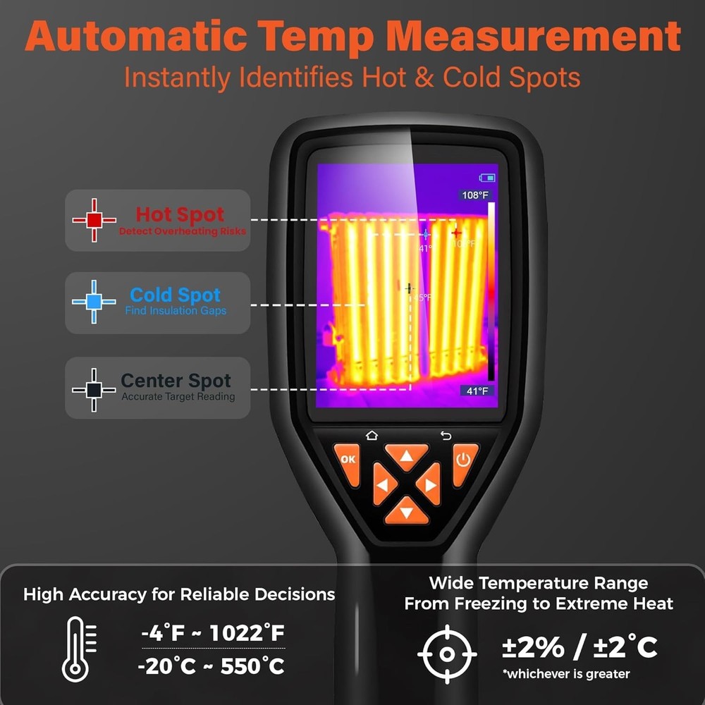 High Sensitivity Handheld Thermal Camera with 25Hz Imaging for Quick Inspections