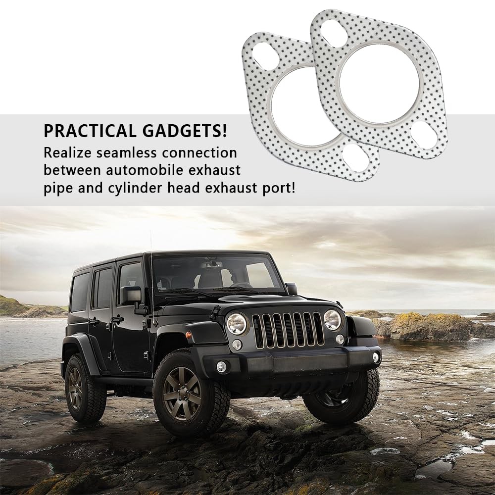 2PCS Car Exhaust Gasket,2.25" 2-Bolt Exhaust Flange Gasket Car 2.25inch