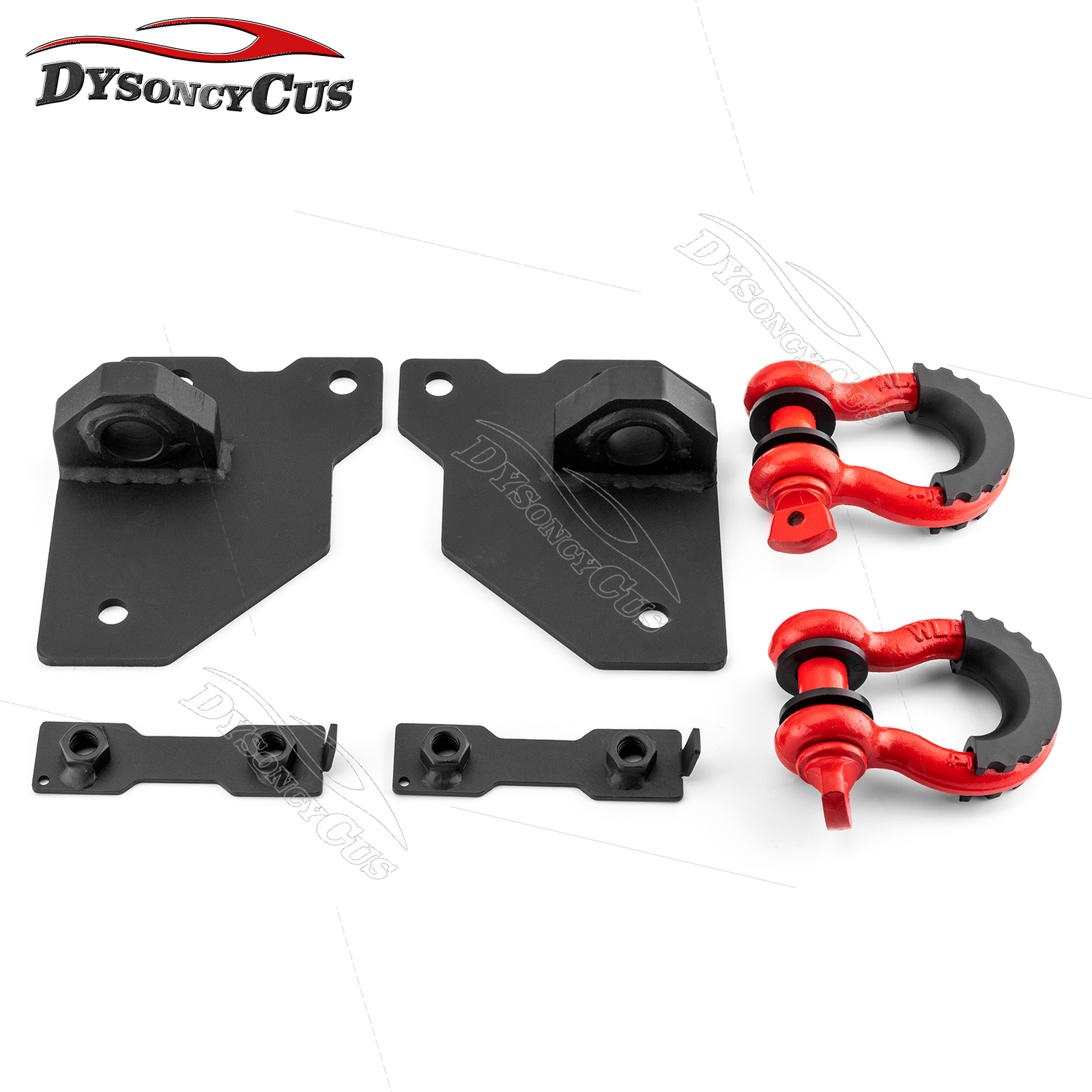 For 2005-2011 Jeep Grand Cherokee Front Tow Hook Shackle Mount+ 3/4'' D Ring Kit