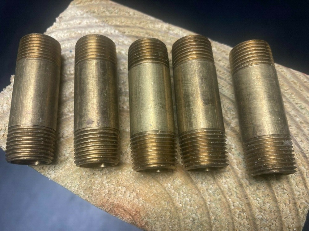 3/8''npt x 2''lg. yellow brass pipe nipple   5pcs.