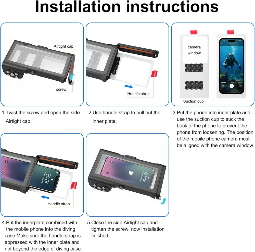 Universal Underwater Diving Phone Case with Bluetooth Controller, IP68 50FT Wate