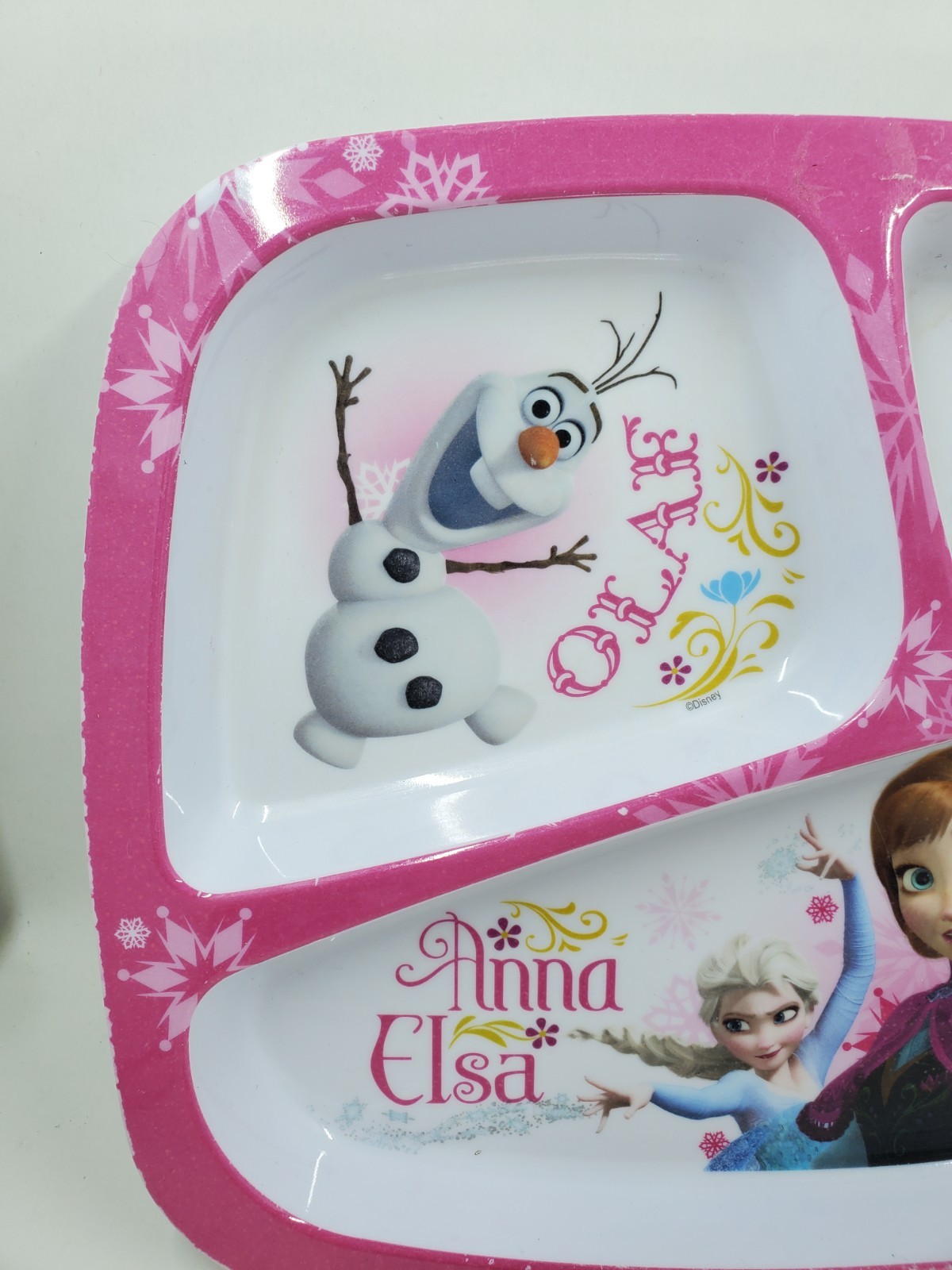 Zak! Designs Disney Frozen Anna Elsa Olaf Kids Melamine Divided Plate 9" X 8"