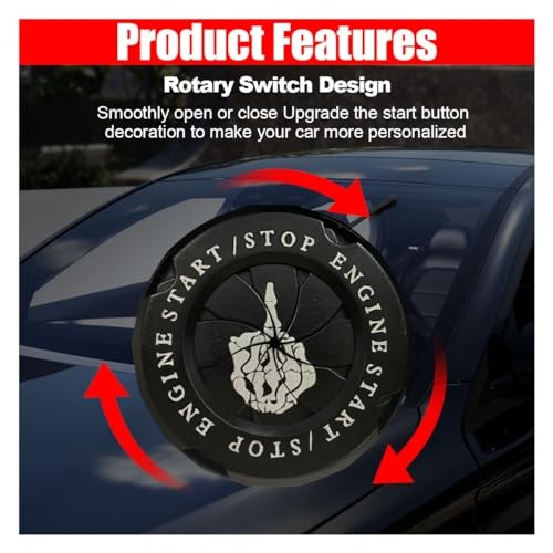 Car Push Start Stop Button Protector, Rotary Ignition Middle Finger - Black