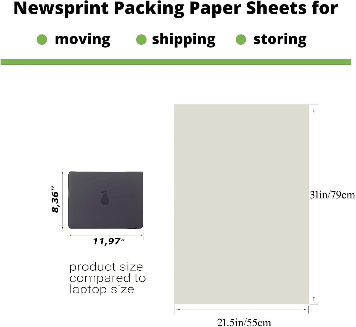 Brand New Large Packing Paper Sheets for Moving - 31" x 21.5" - 50 Pack, News...