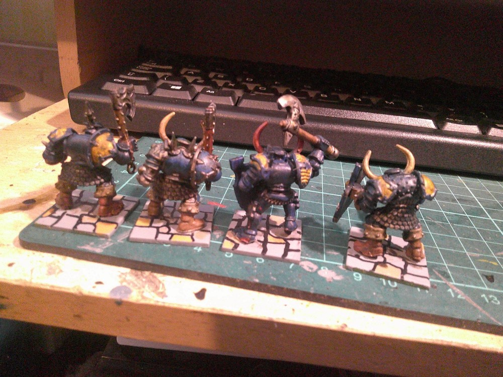 4 Chaos Warriors WHFB painted Games Workshop plastic 1998