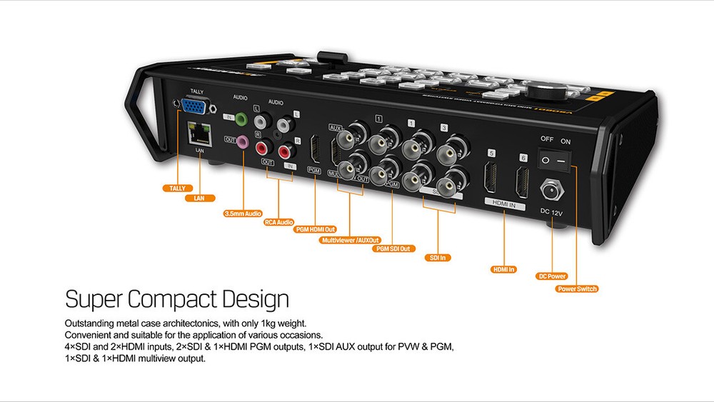 AVMATRIX VS0601 4×SDI 2×HDMI inputs GPIO Live TALLY Multi-Format Video Switcher
