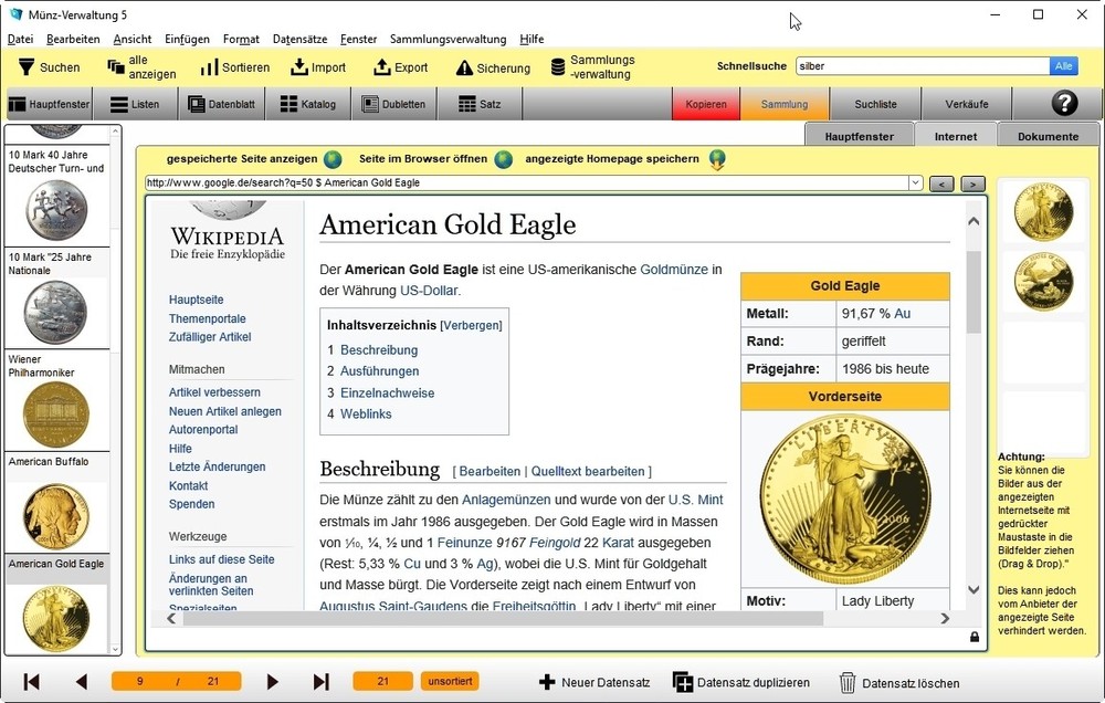 GS Coin Manager 5 Software Program to Manage Your Coin Collection