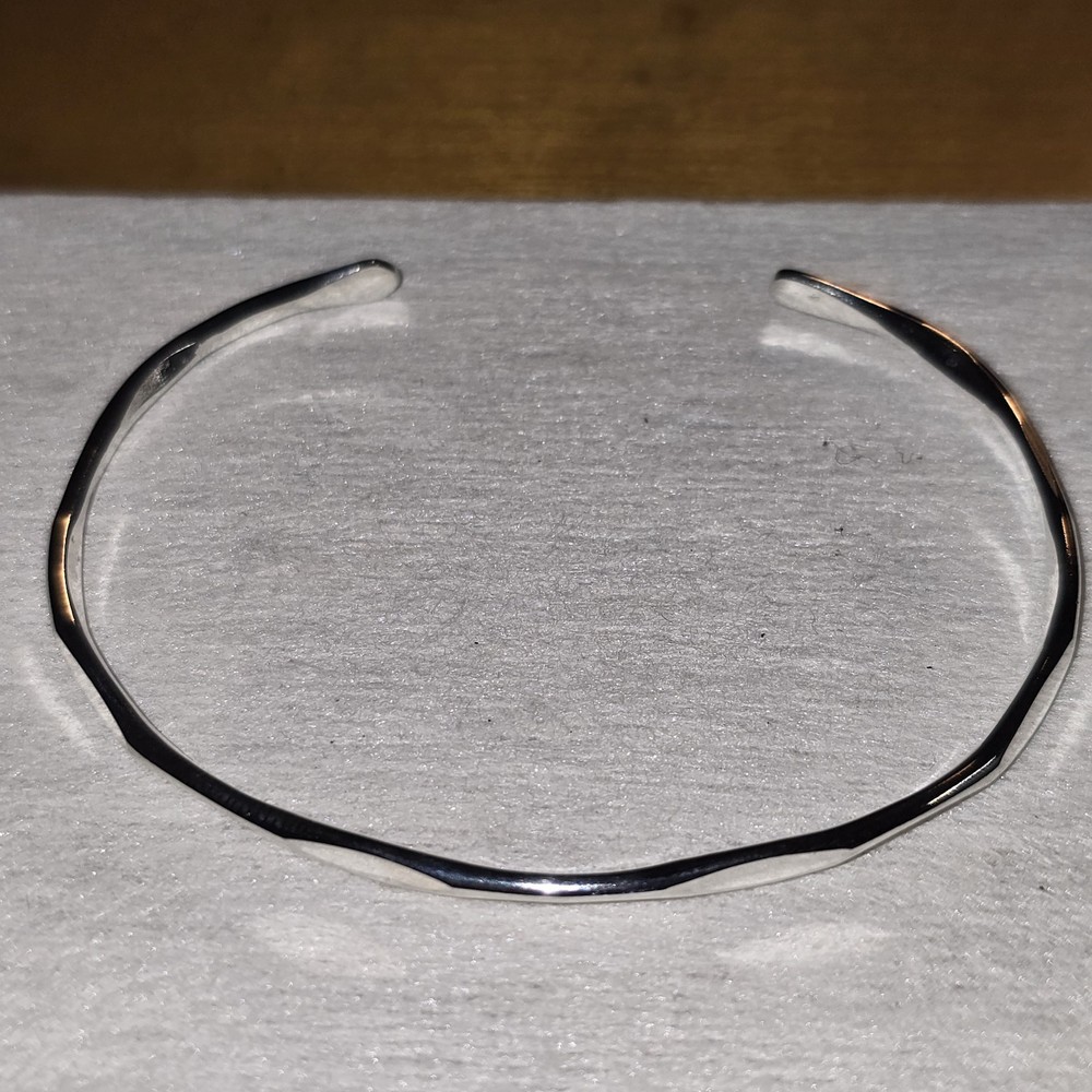 Sterling Silver 925 Cuff Bracelet Minimalist Bubble Wave Design
