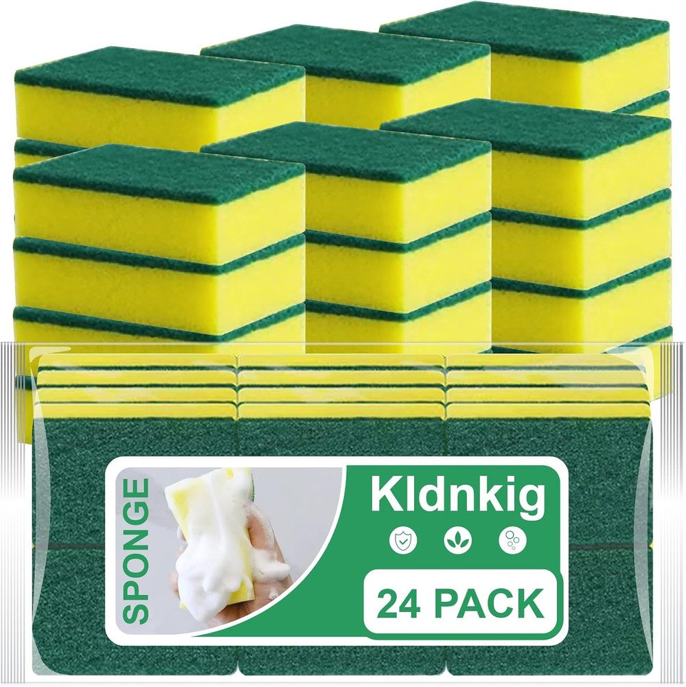24 Pack Kitchen Sponges Non Scratch Scrub Dish Cleaning Sponges