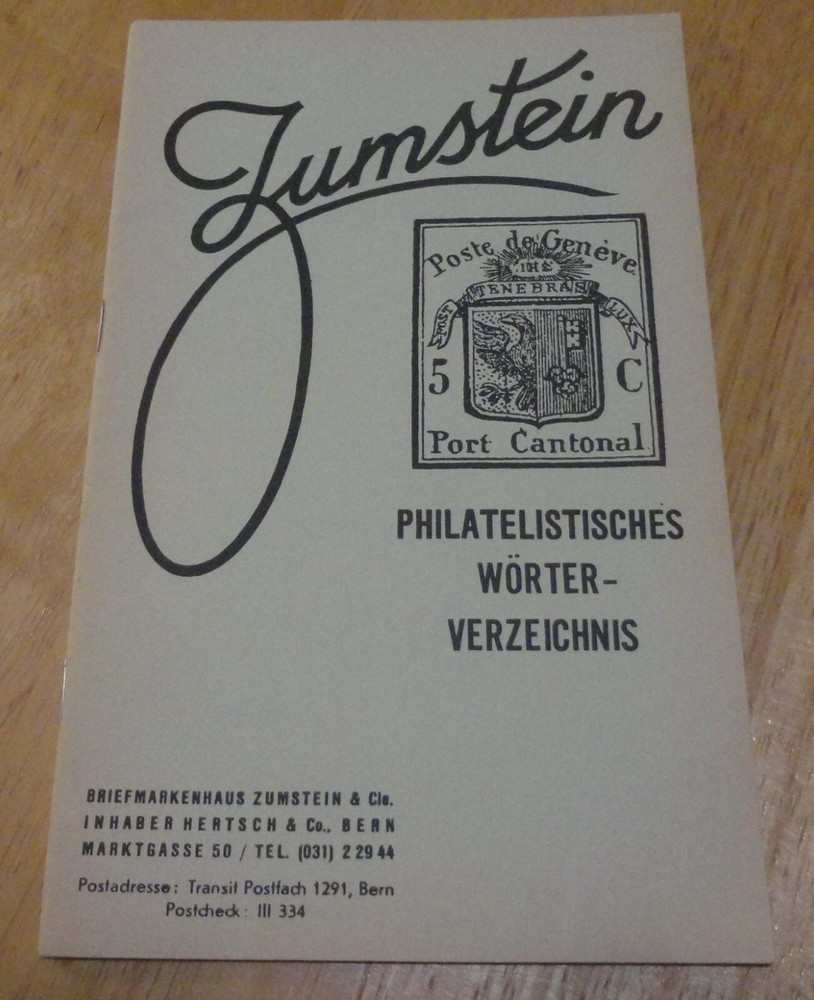 Zumstein Philatelistisches Worter Verzeichnis stamp term translations