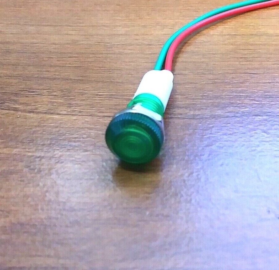 BBT 12 volt DC Waterproof Low-Profile Green LED Indicator Light