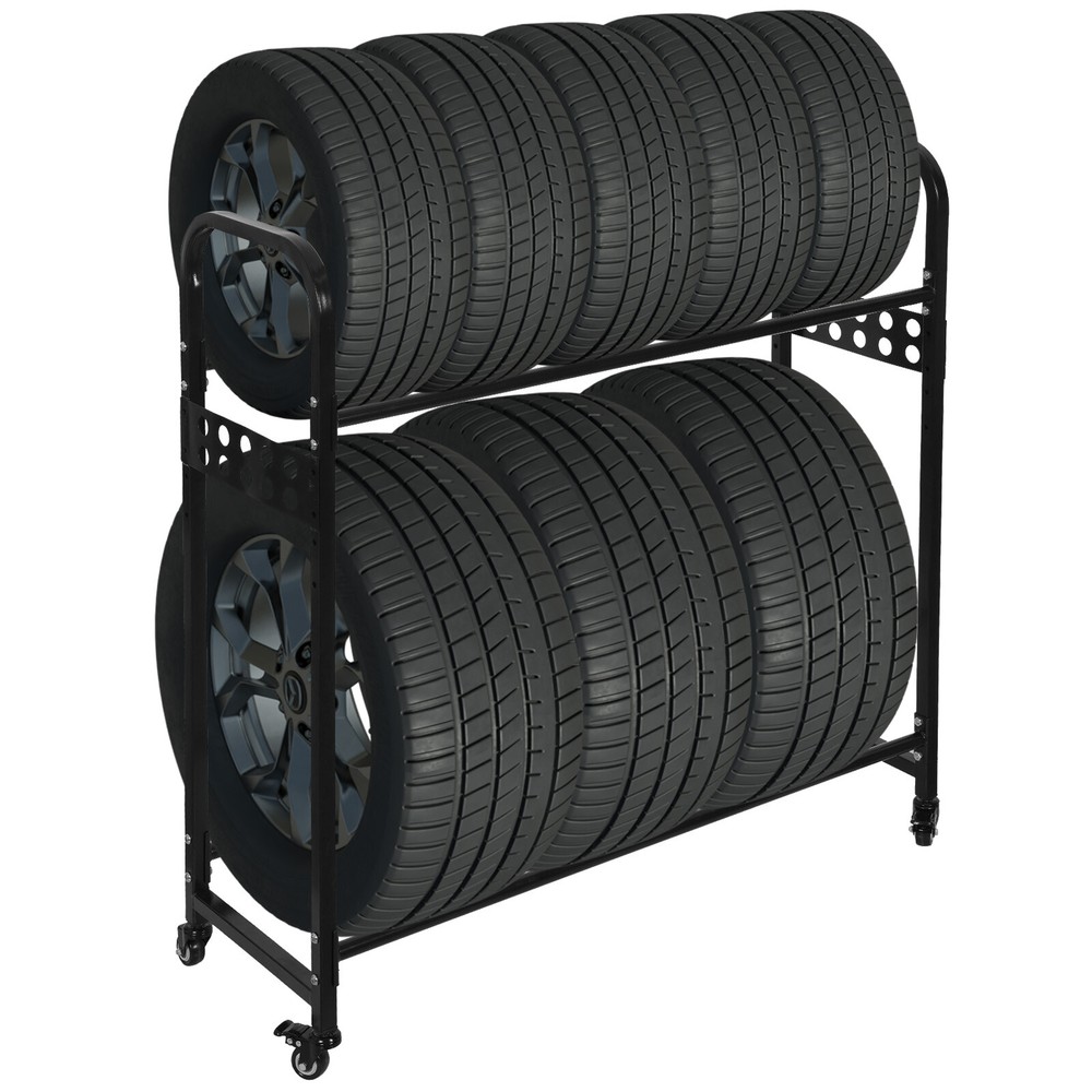 Universal Moveable Tire Garage Storage Rack & Shelving For Basement Workshop