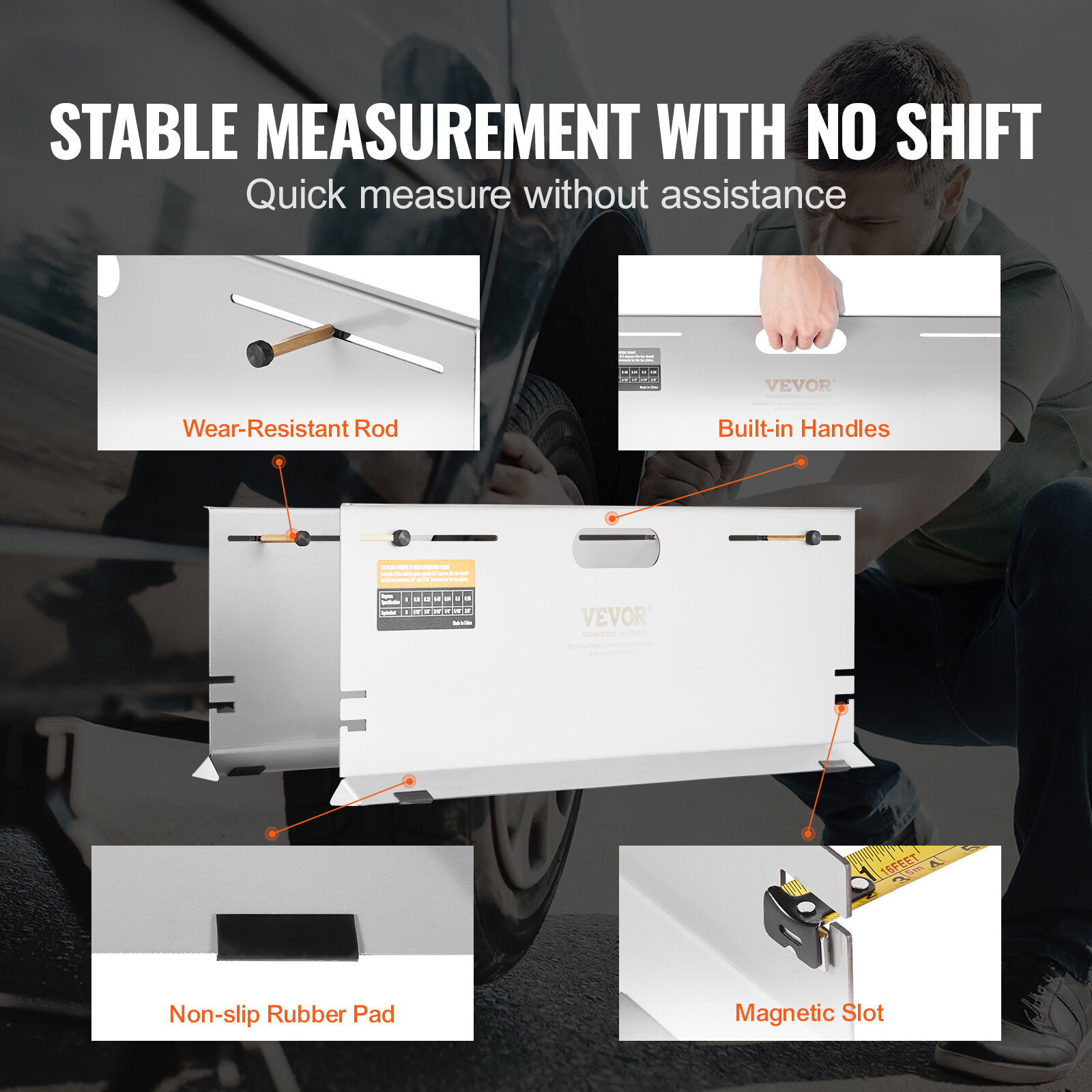 VEVOR Wheel Alignment Tool Toe Plates 4 Probes 2 Tape Measures Camber Caster Toe