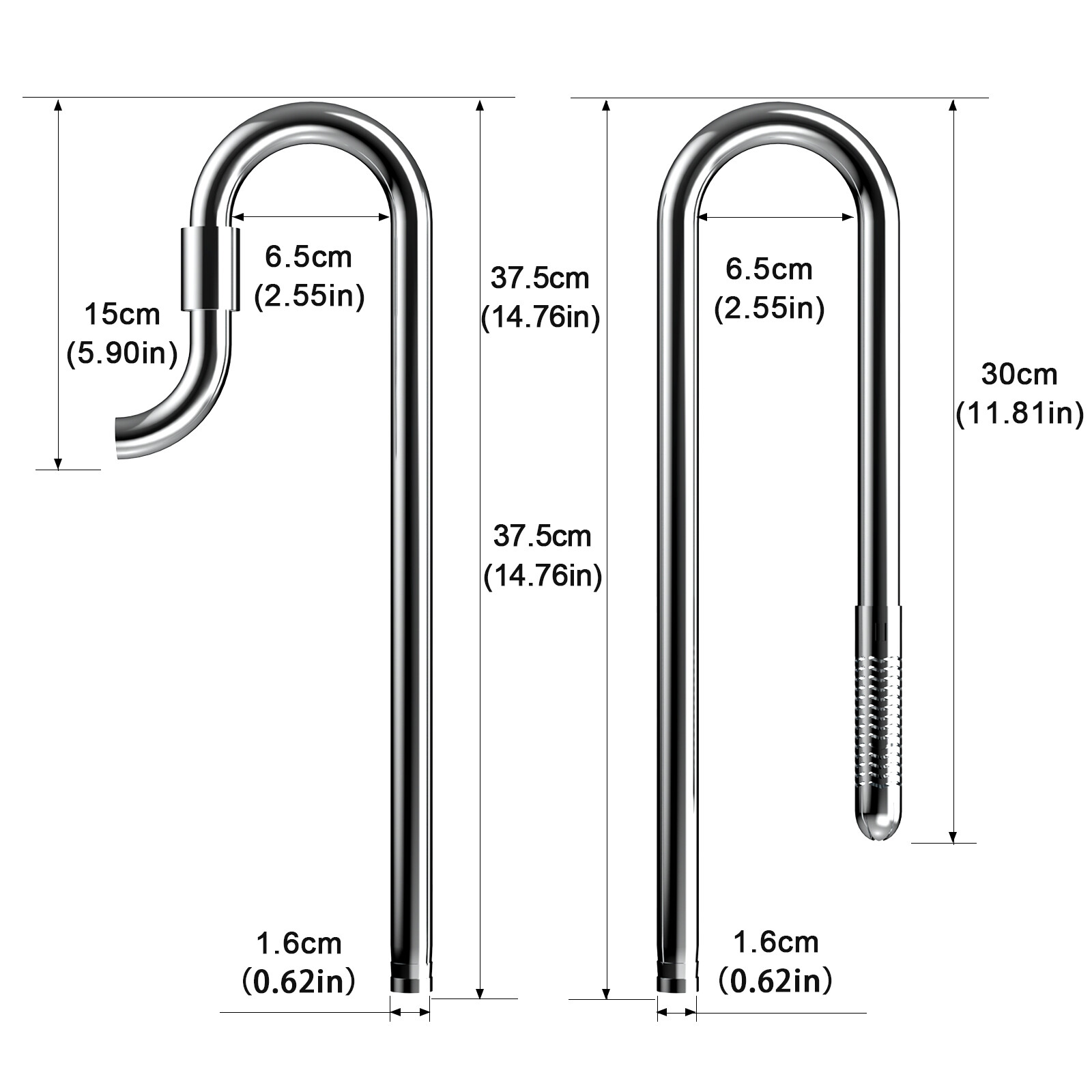 USA Shipping Stainless Steel Filter Pipe Inflow And Outflow for Aquarium Tank