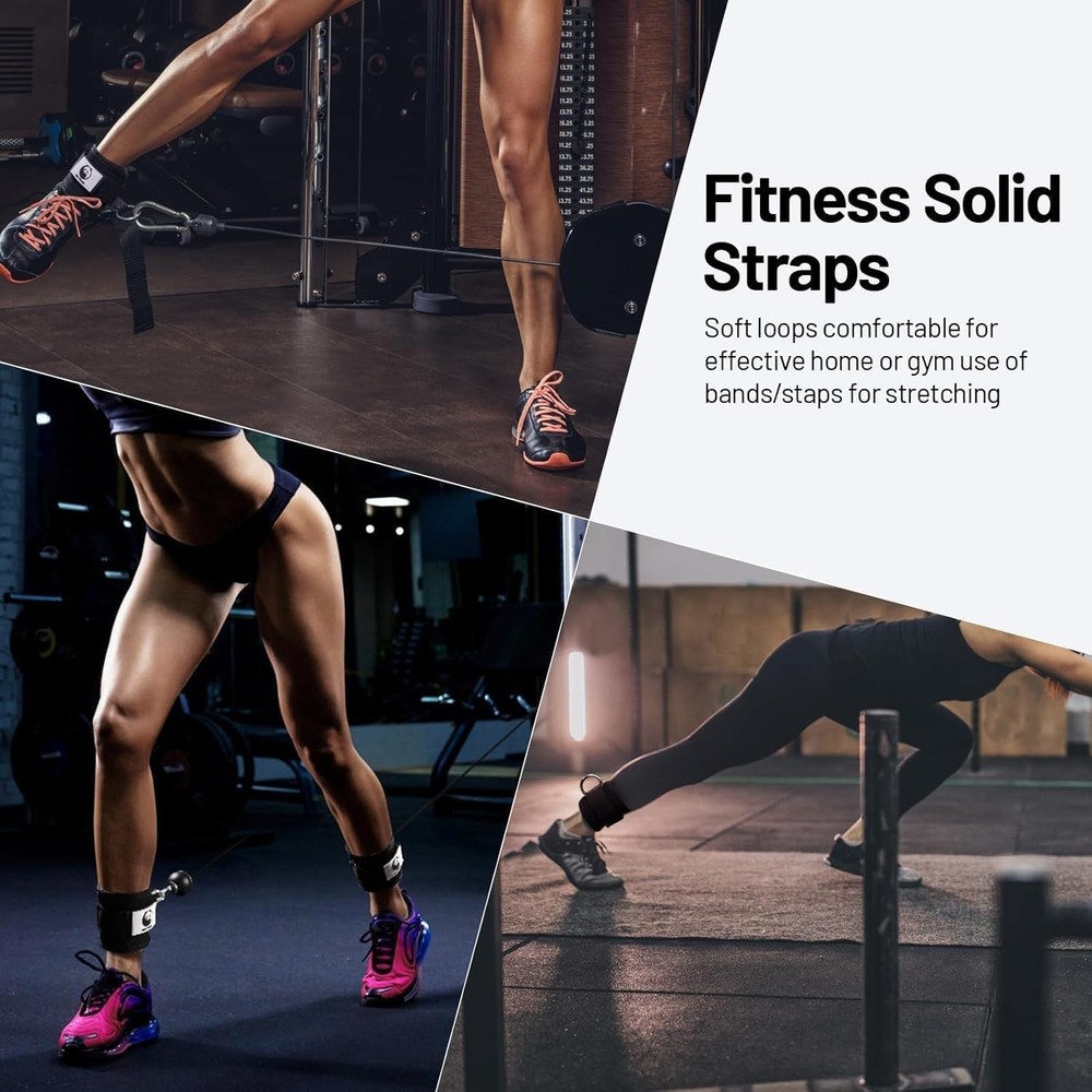 Slim Panda Ankle Strap for Cable Machine,Ankle Cuff Kickbacks, Black