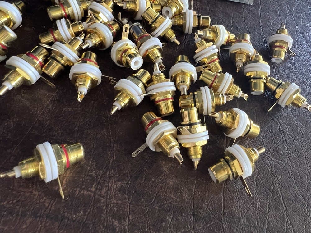 36 Gold Plated RCA Panel Mount Jacks Chassis Audio Connectors Insulated