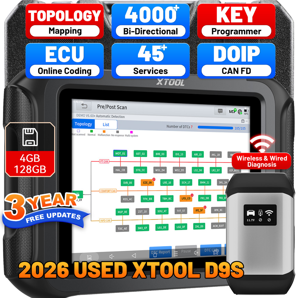 XTOOL USED D9S Full System Diagnostic Scanner Offline ECU Programming 45+ Resets