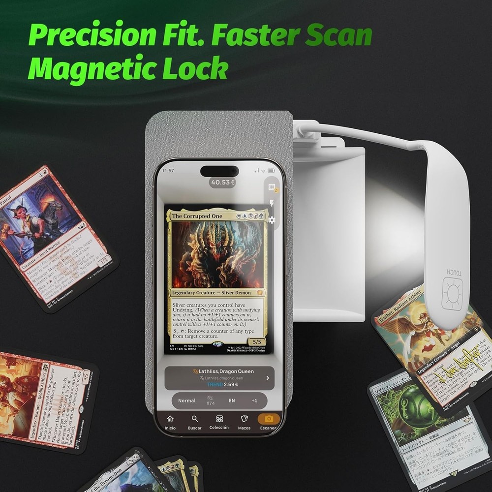 Lightweight App-Compatible Card Scanner with Magnetic Base & Superior Resolution